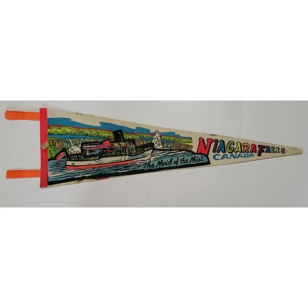 Vintage 1970s Niagara Falls Canada Maid of the Mist 2‎ layer Felt Flag Pennant